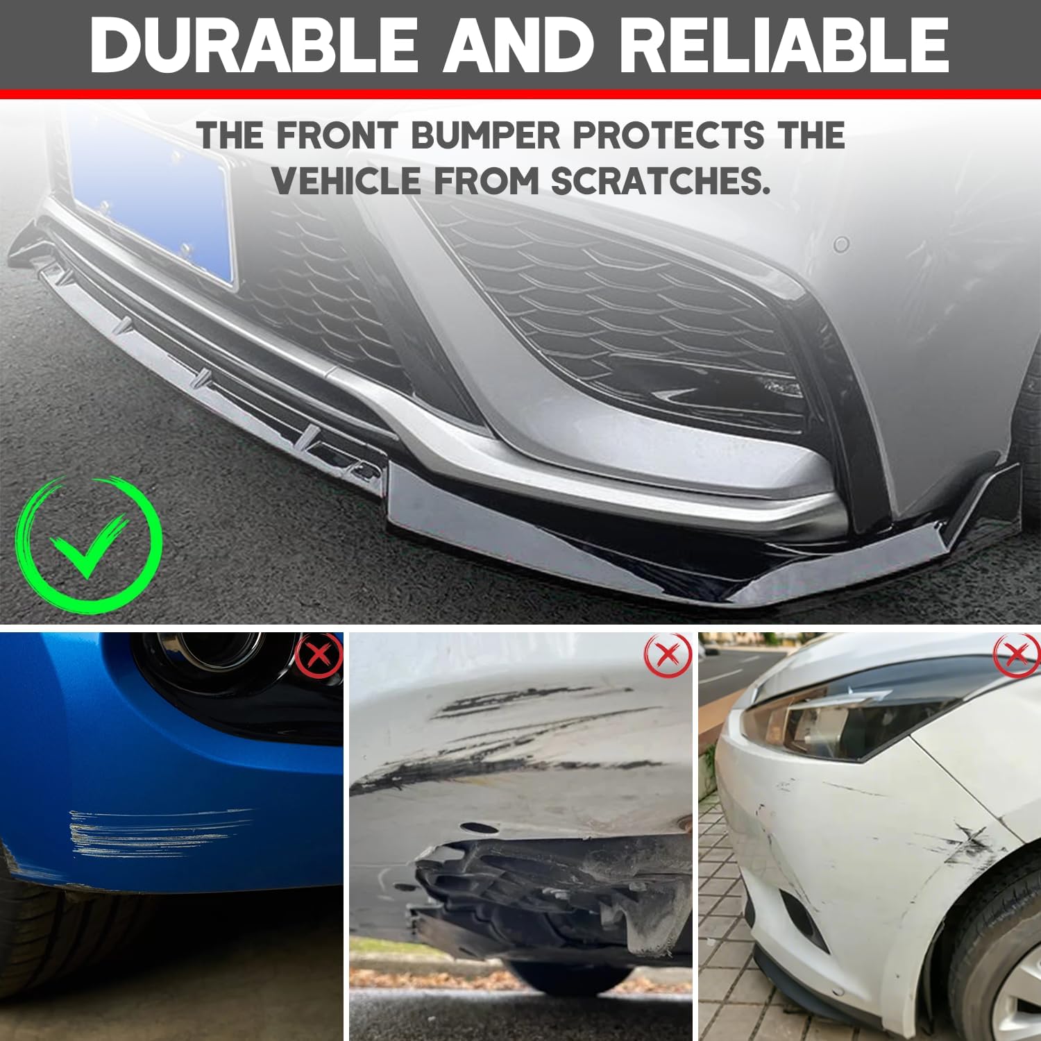 Front Bumper Lip Splitter for 2018-2023 Toyota Camry Sport (SE XSE Hybrid TRD SE Nightshade), Gloss Black Front Splitter Spoiler Air Dams Chin Spoiler 8th/8.5th Gen Camry Accessories Body Kit
