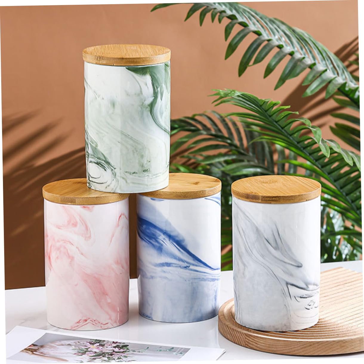 Cabilock Contenedores de Cerámica Elegantes de Color Verde para Almacenar Alimentos Botes Sellados para Té Azúcar Sal Pimienta Y Dulces