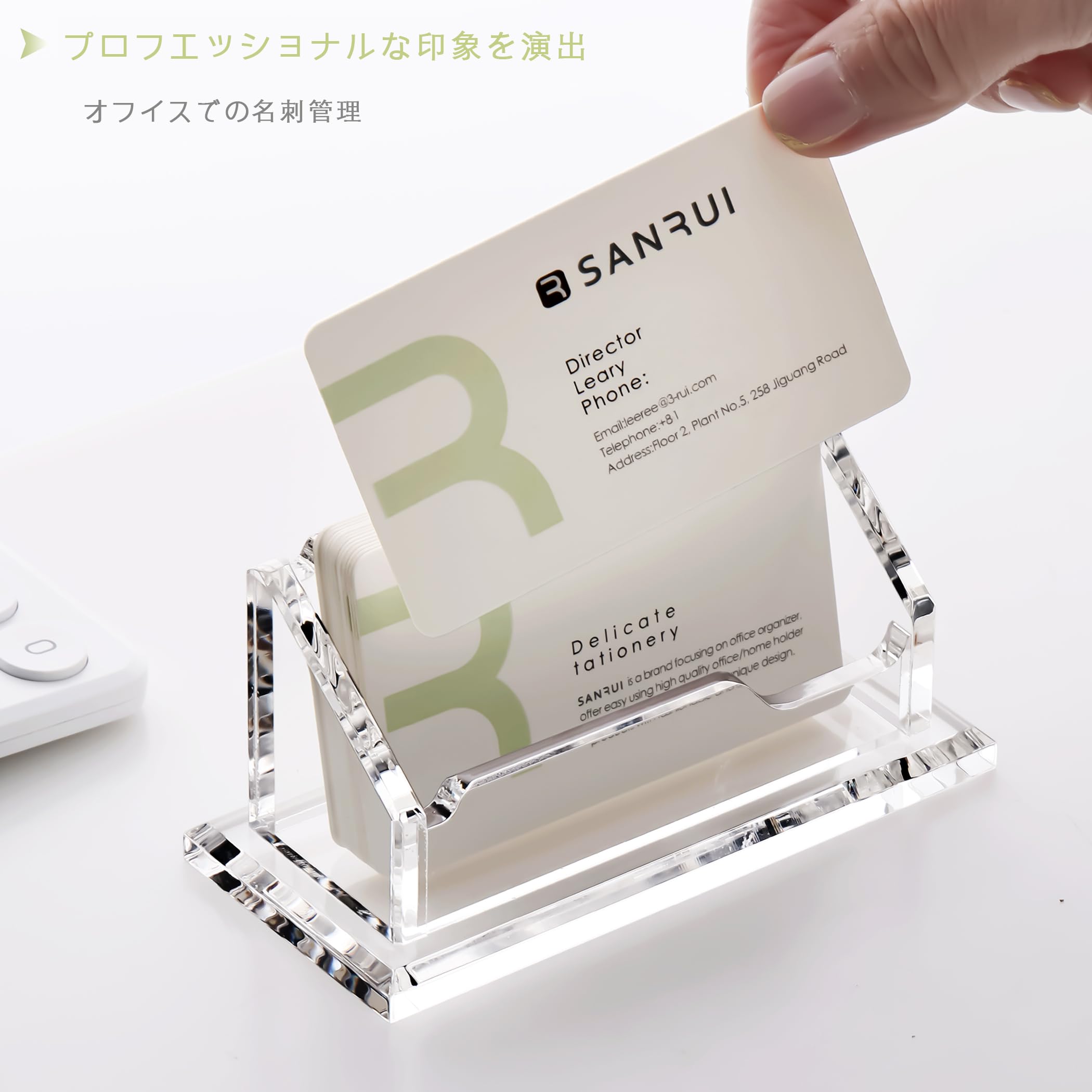 Amazon.co.jp: アクリル名刺スタンド 横置き 大容量 クリア卓上名刺