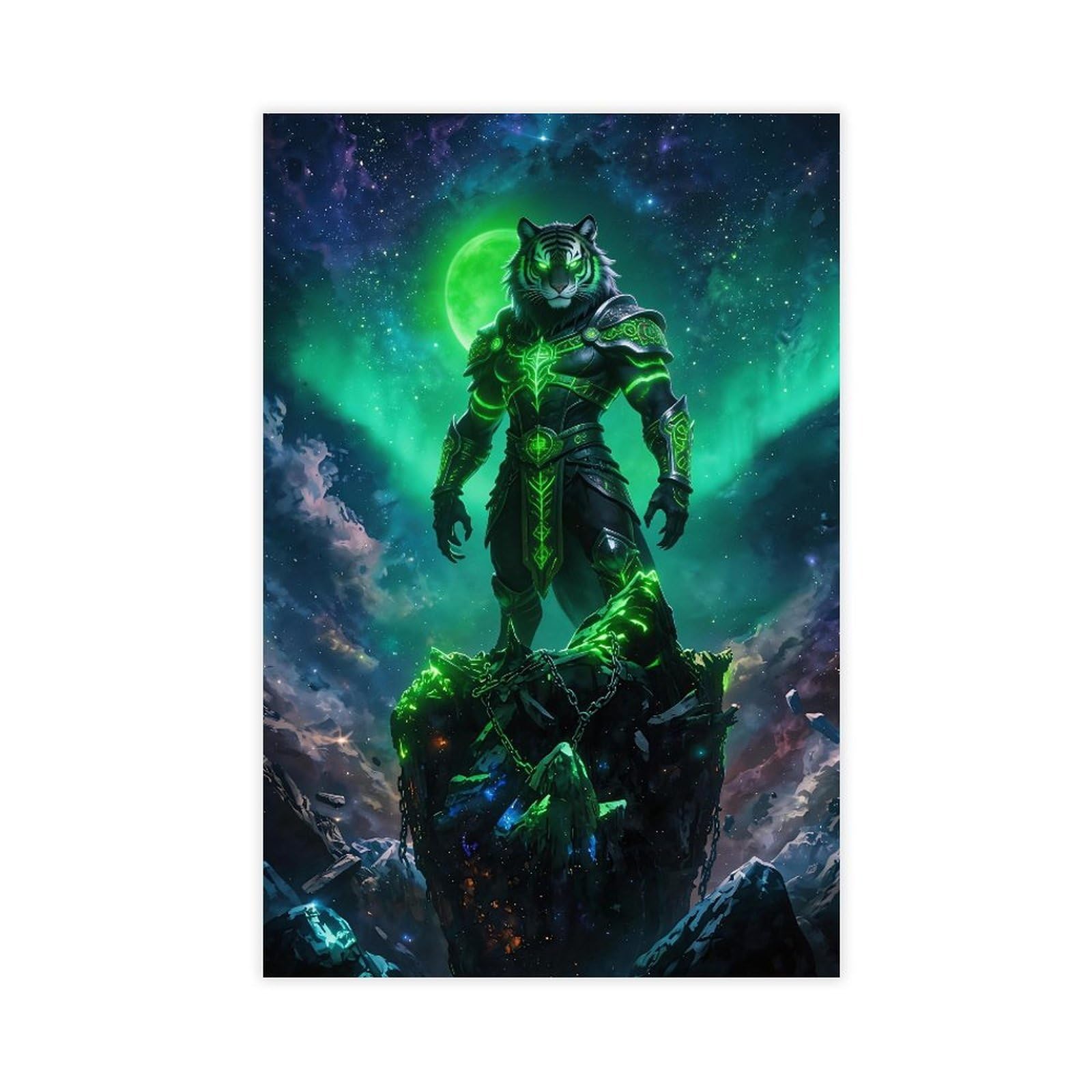 Bareronor Greenlight Tiger Sky Warrior Canvas Poster Bedroom Decor Landscape Office Room Decor Gift 16" L X 24" W
