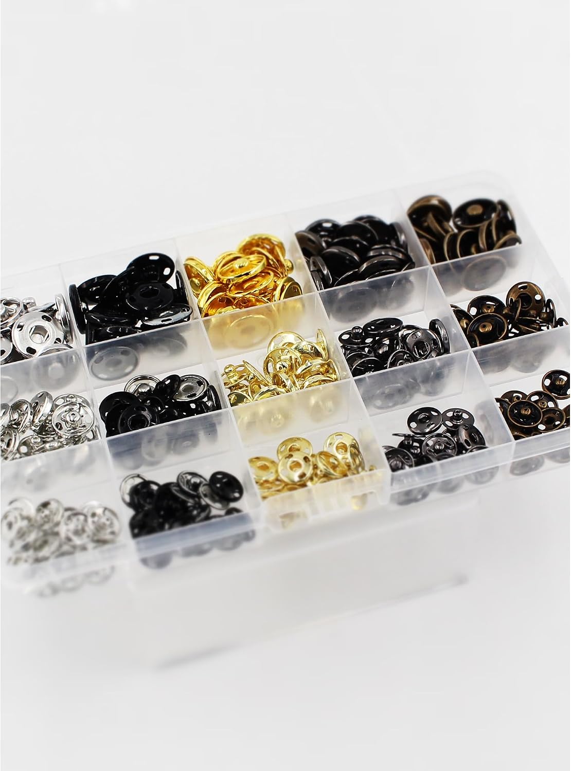 Sew-on Brass Snap Buttons, 150 Sets 10mm 12mm 15mm Fabric Snaps 5 Colors Fasteners Press Studs Buttons for Sewing Clothing DIY Craft (Basic 5 Color Series)