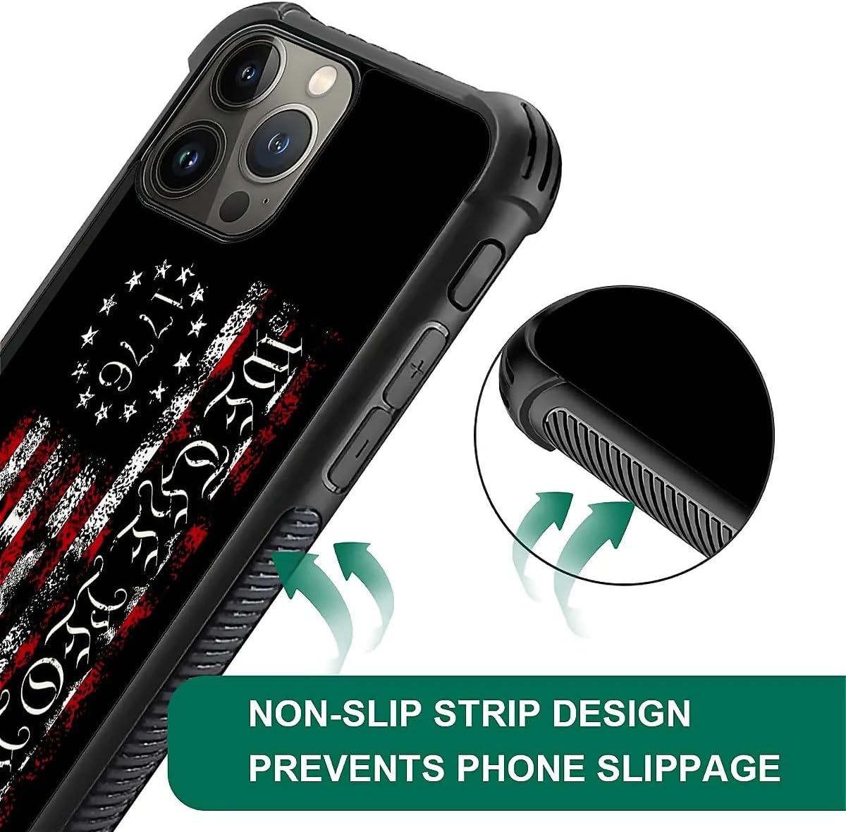 DAIZAG Compatible with iPhone 16 Pro Case,All-Round Protection Shockproof Anti-Scratches TPU Cover,Cases for Man Woman-Classic American Flag 1776 We The People - Image 4