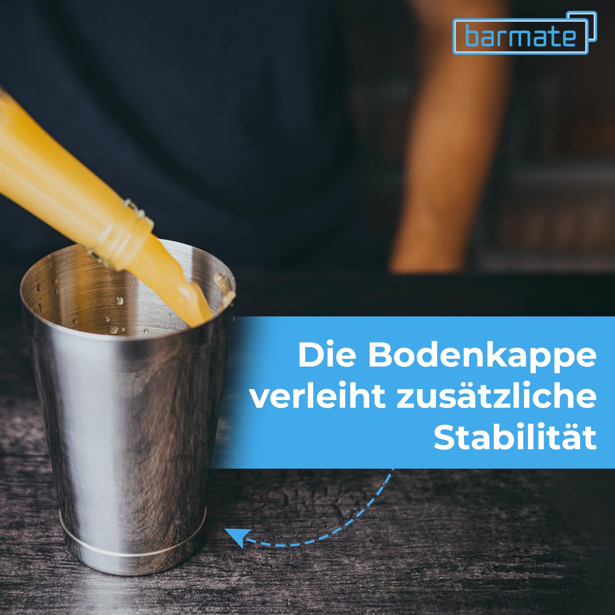 Boston Cocktail Shaker aus Edelstahl und beschwert als 3 teiliges Set bestehend aus einem Shaker, einem Jigger und einem Sieb