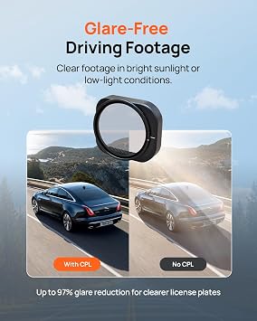 70mai Magnetic CPL Filter for 4K Dash Cam M800 - Anti-Glare Polarizing Lens with Snap-On Design, Scratch-Resistant & Enhanced Clarity (for M800 Only)
