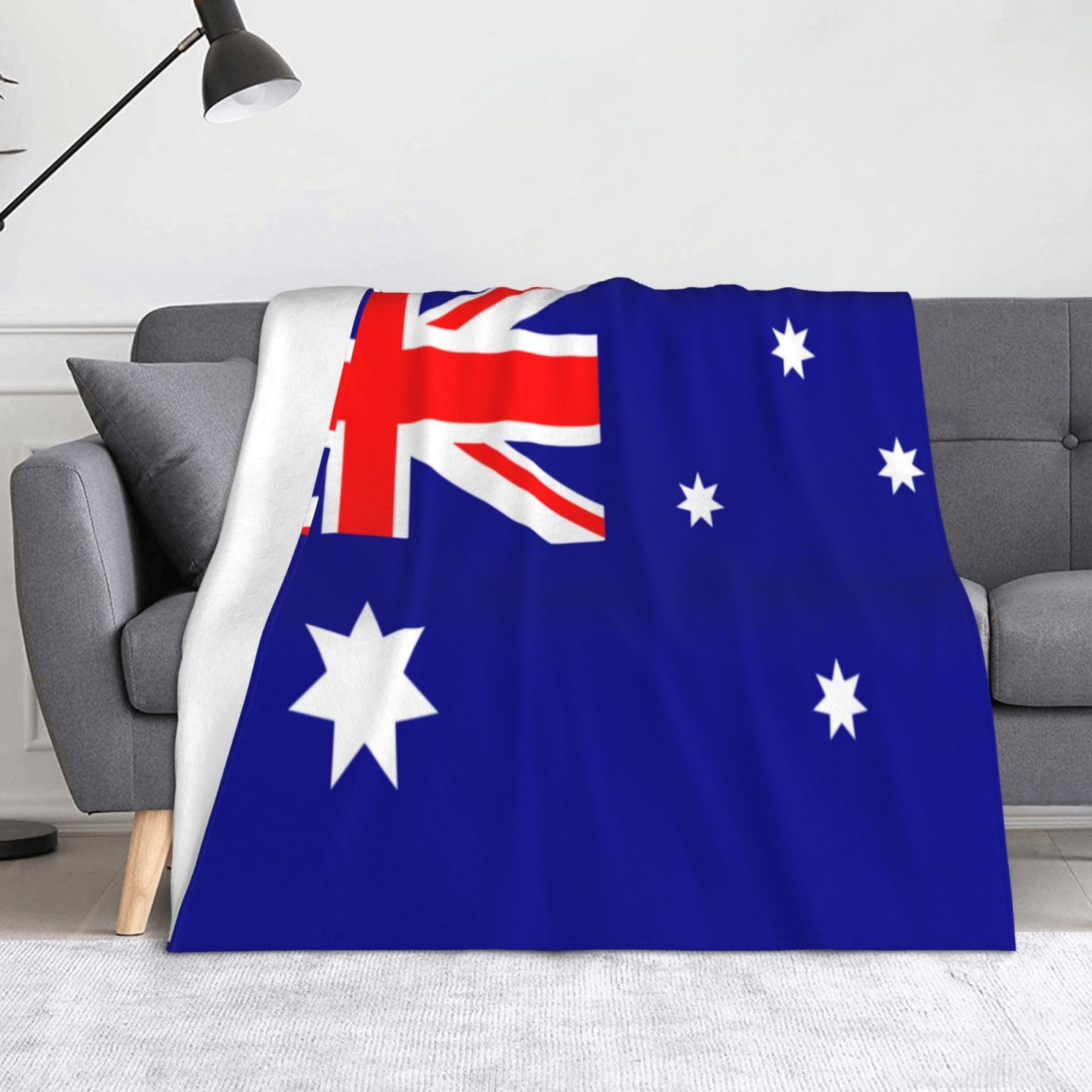 Soft Fluffy Cozy Warm Flannel Blanket, Australian Flag Patterns Throw Blanket for Living Room, Sofa, Chair, Camping, Travel Bed Blanket