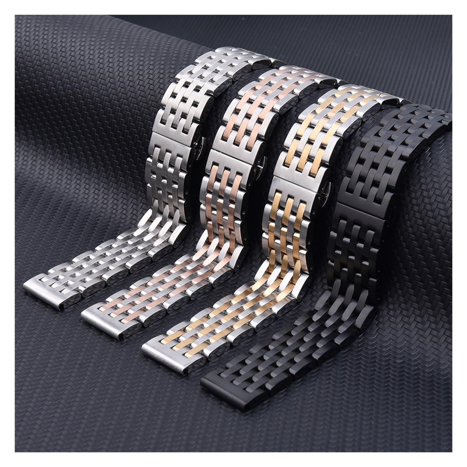 XILILHC Correa De Reloj Acero Inoxidable Con Interfaz Plana Duradera, Repuesto Hebilla Plegable Liberación Rápida 20mm Y 22mm