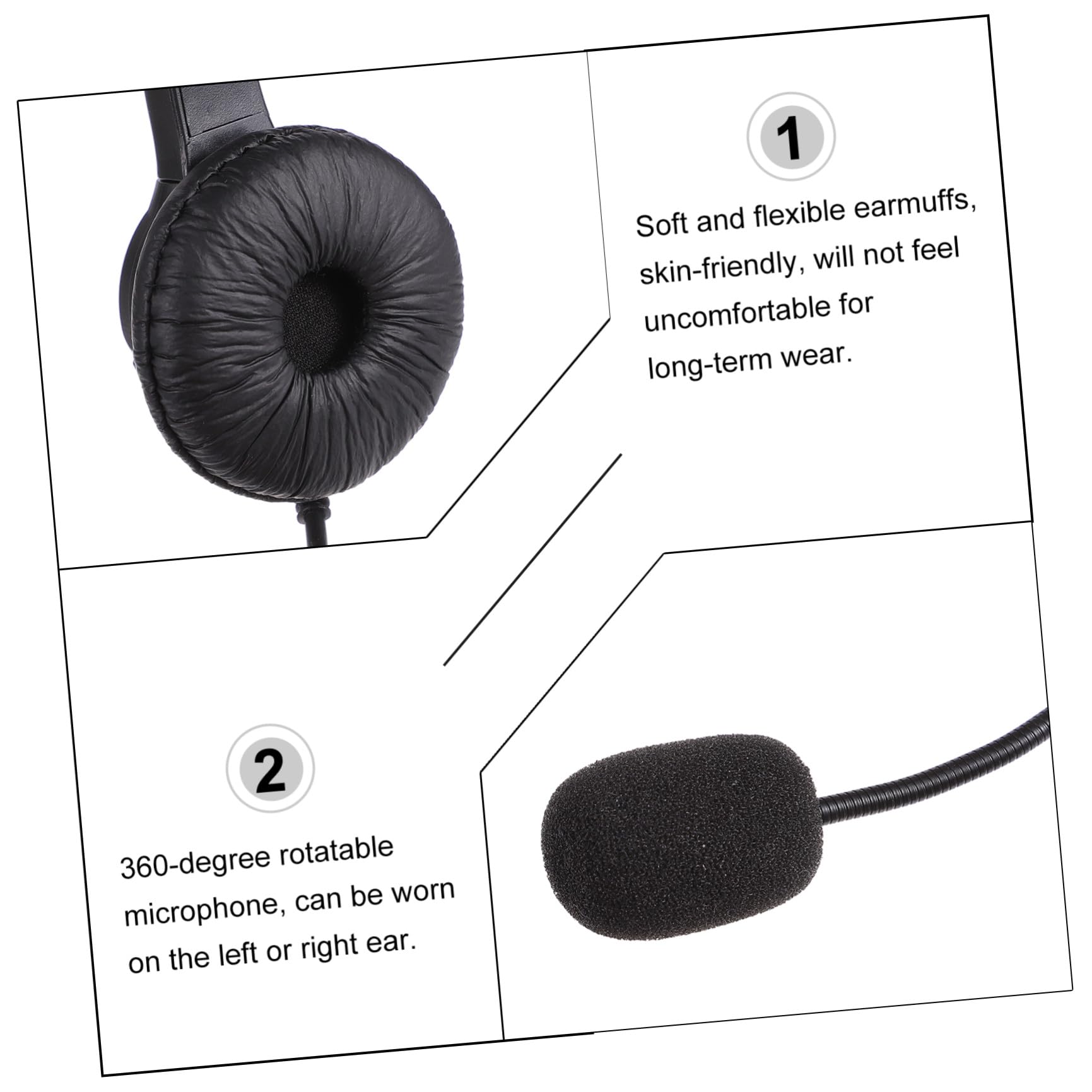 Auriculares USB Negros Micrófono Giratorio y Función Plug and Play, Material Abs y PU, Ideales para Oficina y Aprendizaje en Línea