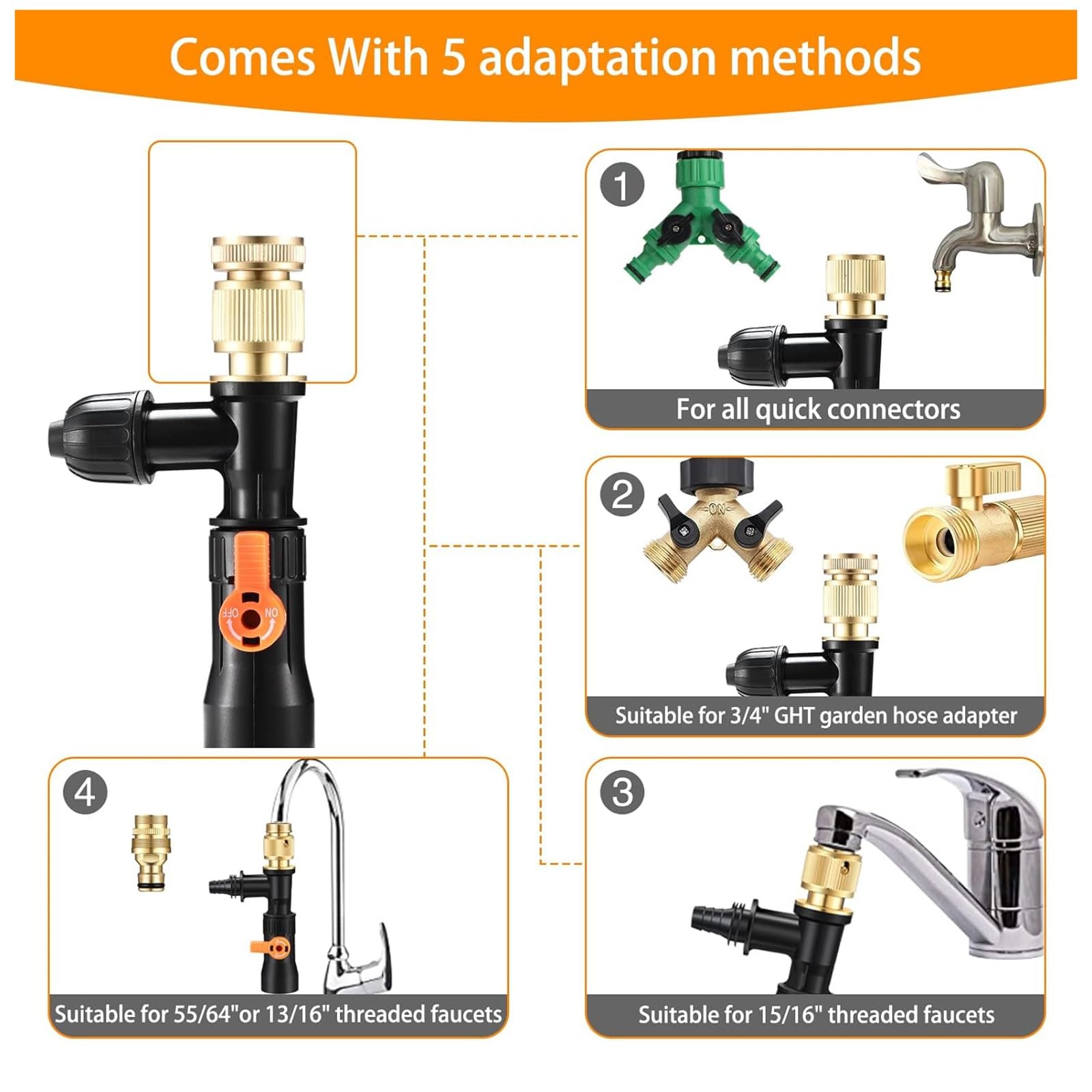 Kiessauger for Aquarien, Siphon, Aquarium-Wasserwechsler Mit DREI Wasserhahnadaptern Aus Metall Und Langen Schlauchfüßen