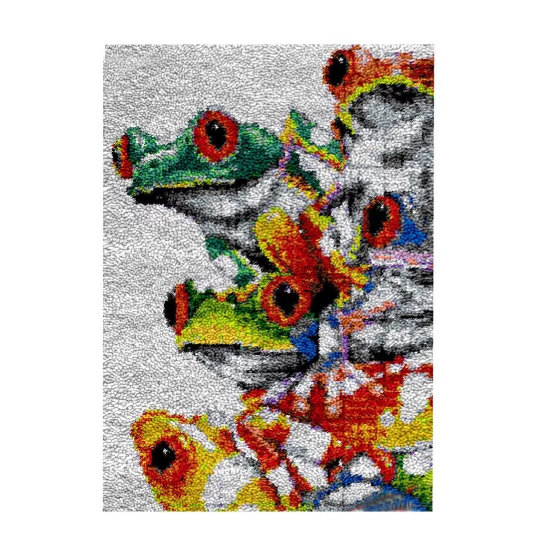 Myriad Choices Latch Hook Kits, DIY Latch Hook Rug Kit, Cross Stitch Rug Making Kit, Latch Hook Crochet Kits Embroidery Kits Needlework Crafts for Home Decor, 50X38CM, Frog — image 1