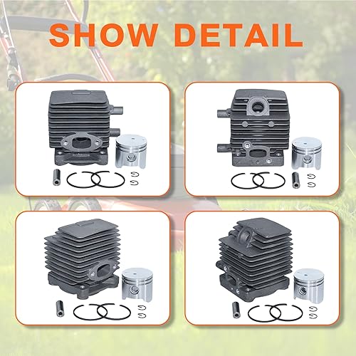 Miniatura 5 de Pistón de cilindro de 1.339 in para Stihl FS75 FS80 FS85 HT70 HS80 HS85 KA85 SP81 SP85 HT75, Cylionder, Kit de pistón, filtro de combustible, Flter