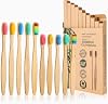 Yorgewd 10 Pcs Bamboo Toothbrushes Family Pack, Medium Bristles | Eco- Friendly | Biodegradable & BPA Free Organic Wooden Toothbrushes for Adult and Kids