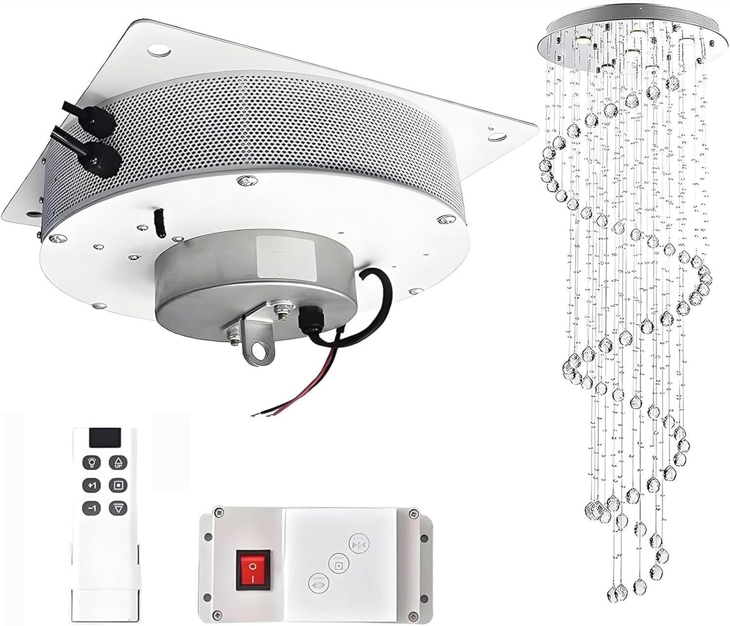 Podnośnik do żyrandola, 6 m / 5,9 m, elektryczny podnośnik do żyrandola ze zdalnym sterowaniem, elektryczny podnośnik do lamp wiszących Villas, do Wysokie sufity 40Kg