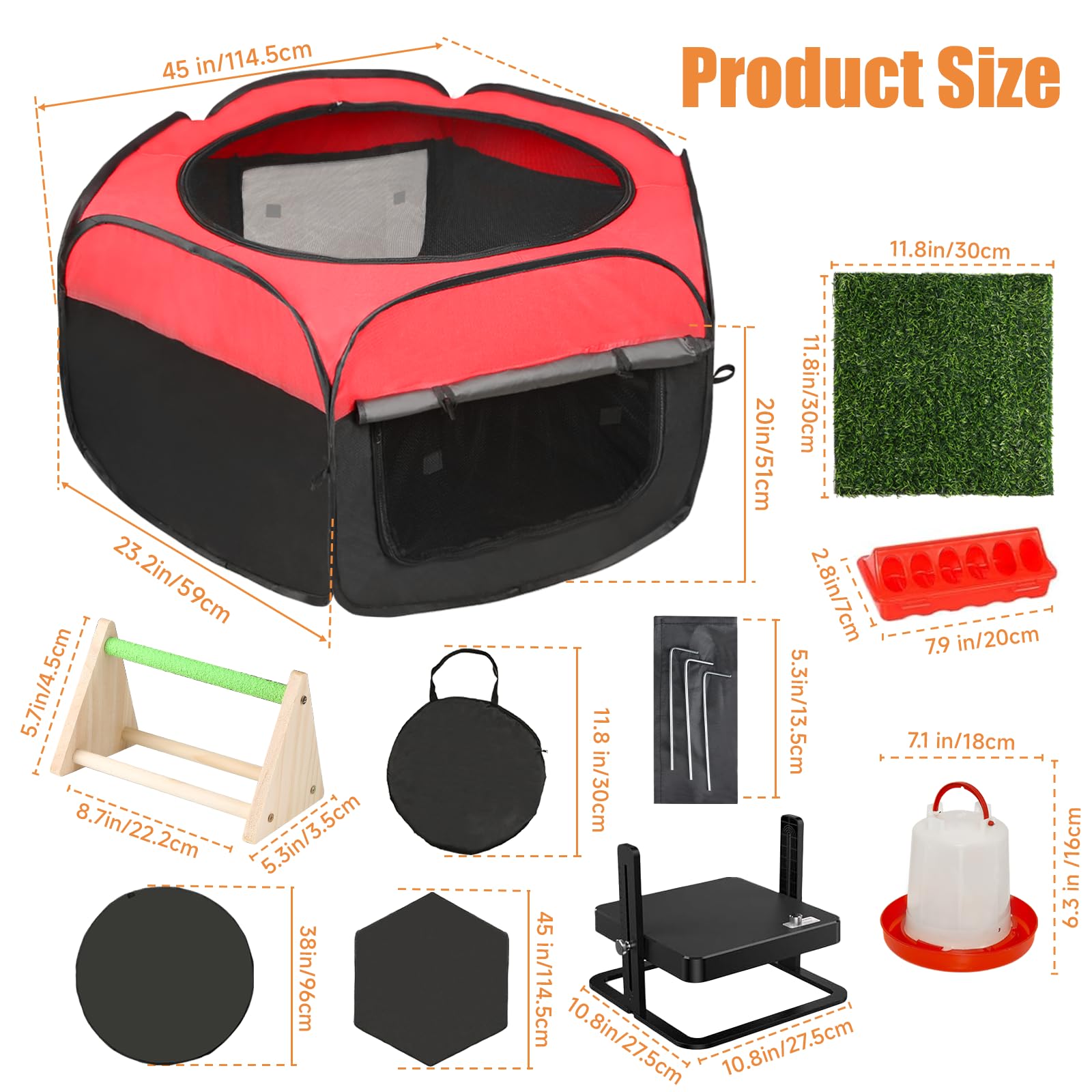 Brooder Box for Chick Starter Kit-Dual Door Chicken Brooder Pen/Playpen/Tent with 10 x 10 in Brooder Heating Plate,Nesting Pad,Chicks Feeder&Waterer,Chick Perch Up to 15 Chicks, Duck,Quail