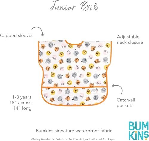 Miniatura 5 de Bumkins Baberos para bebés y niños pequeños, baberos para niñas y niños, grandes para 1-3 años, babero impermeable de manga corta para niños