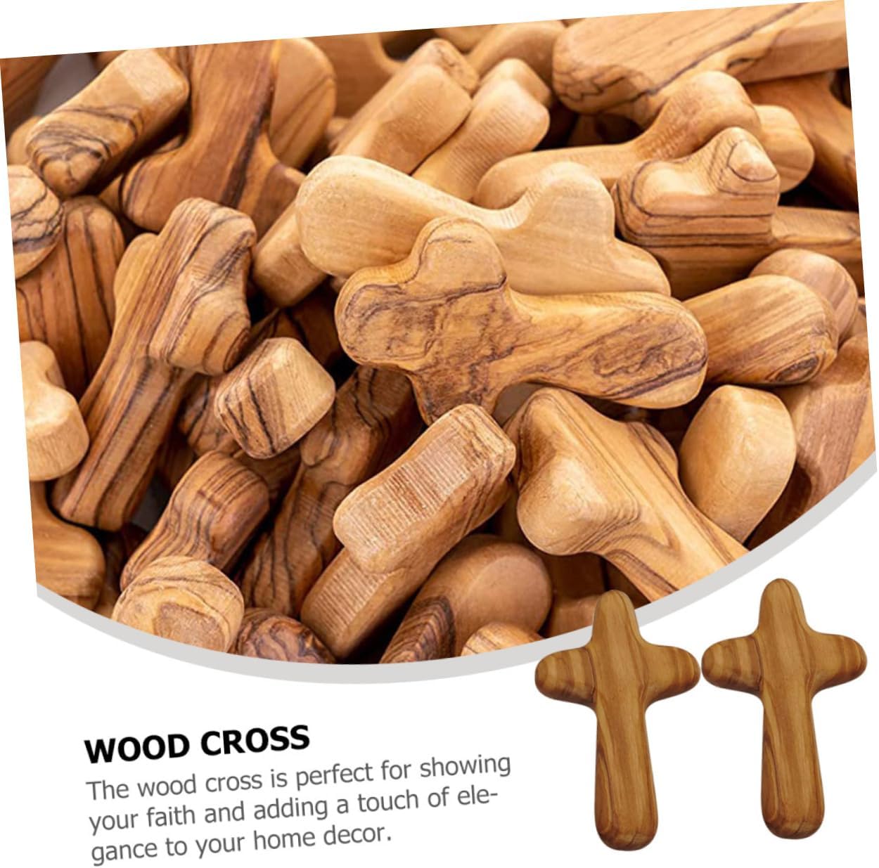 CORHAD 2pcs Handheld Wooden Cross Decor Olive Wood Christian Prayer Cross for Baptism Weddings Religious Events Smooth Comfortable Grip for Craft Projects and Home Decoration image 4