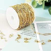 Vista 6 de YOUBEIYEE Cadenas de clip de acero inoxidable dorado de 16.4 pies para hacer joyas, collares, pulseras, tobilleras, cadena de eslabones soldados