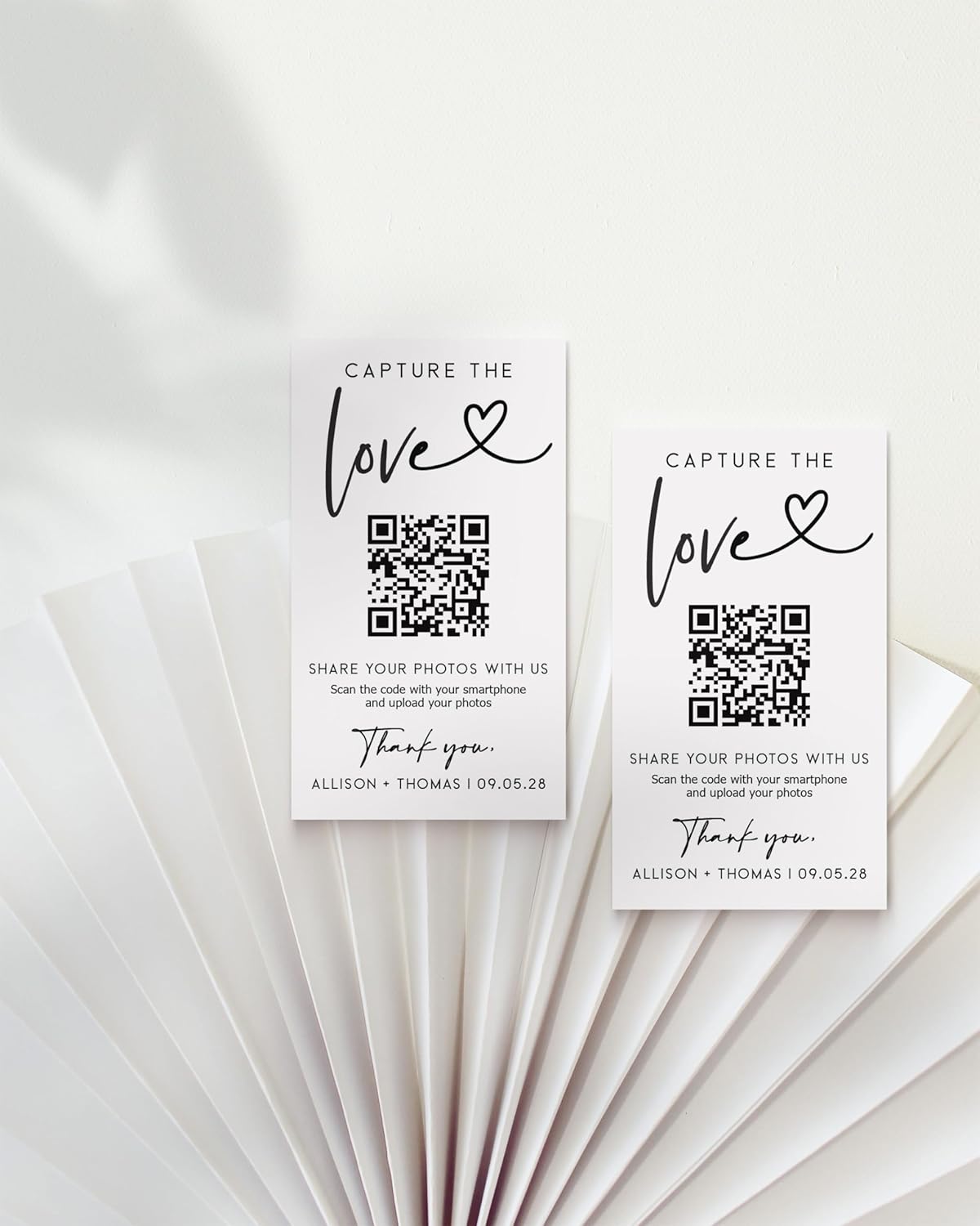 Wedding Capture The Love QR Code Card, Wedding Photo Card, Social Media Online, Wedding Website, Modern, Minimalist Share The Love, Personalized