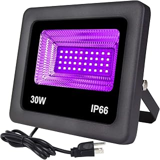 30W LED Black Light, LED Flood Light Outdoor Stage Light with Plug Perfect for Halloween, Neon Glow, Blacklight Party, Stage Lighting, Fishing, Aquarium, DJ Disco