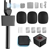Mic Handle for DJI/DJI Mini/3, Microphone Holder for Rode Wireless GO/Hollyland Lark/Lavalier Mic, Universal Magnetic Mic Stand, Mic Holder with 3 Pop Filter for Vlogging, Interview, Podcast, Reports