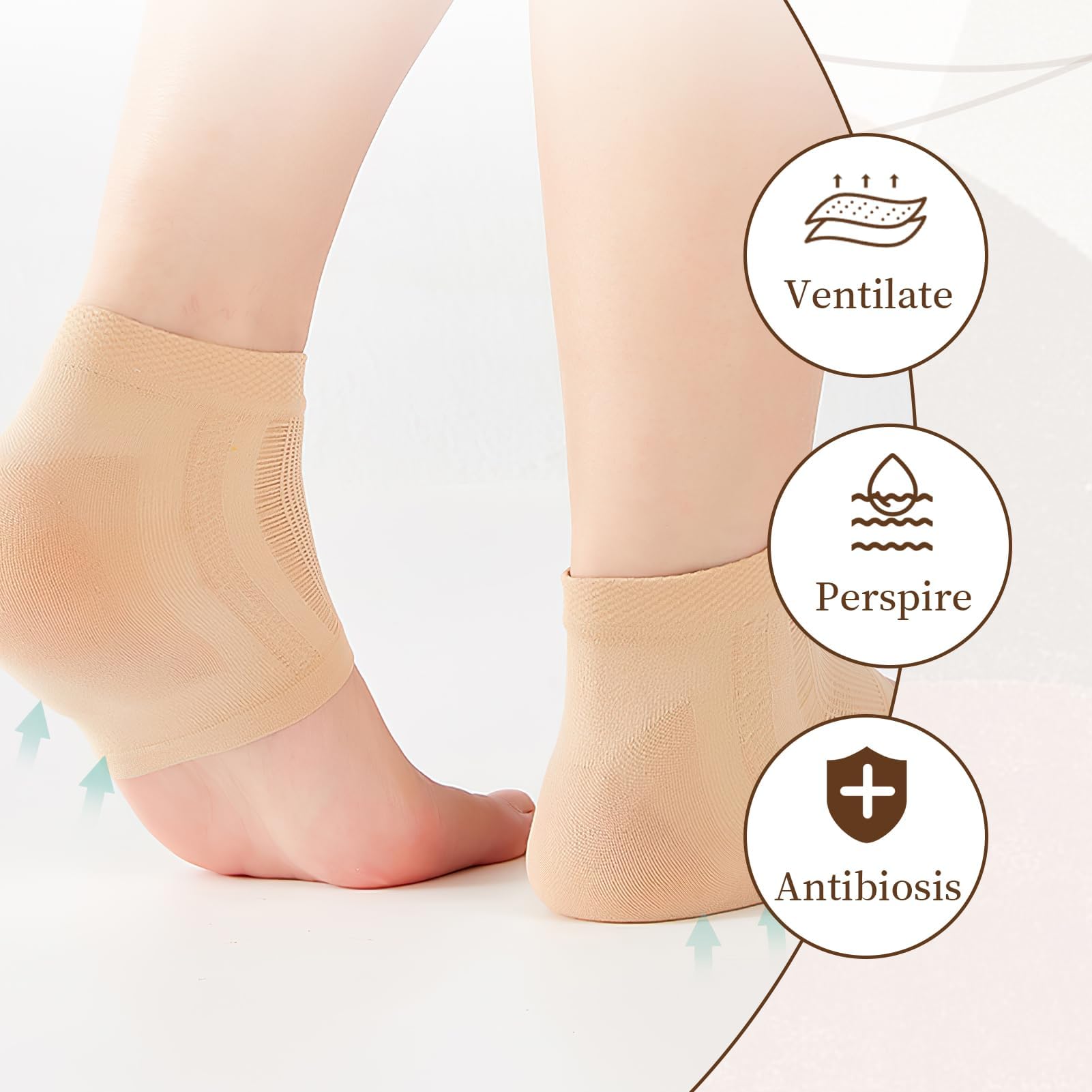 tinshow 2 works Ankle Brace Compression Support Sleeve for Women Plantar Fasciitis Socks Gel Ankle Support Socks Professional Heel Support Arch Support Breathable Anti-Slip Heel Socks for Sports - Image 4