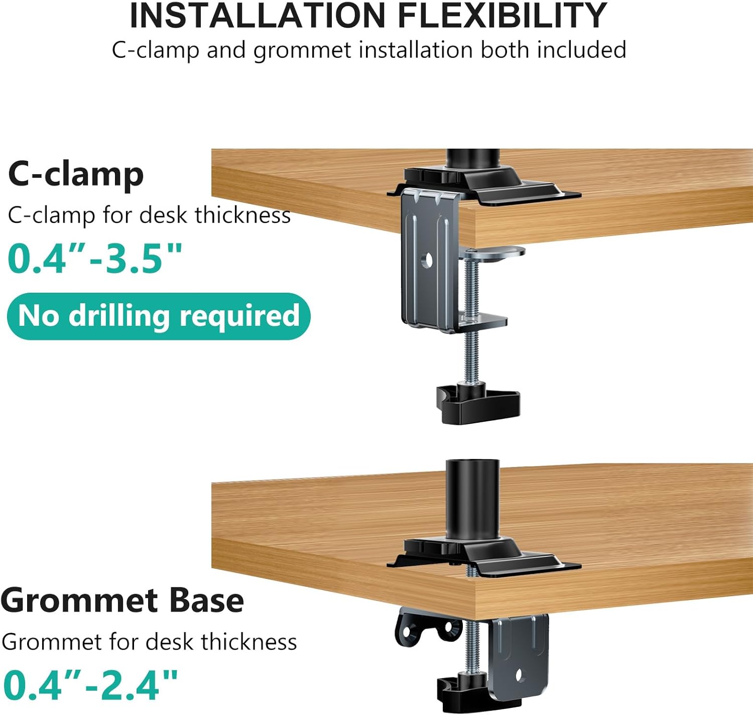 WALI Laptop Tray Desk Mount for 17inch Notebook, Fully Adjustable Laptop Arm up to 22lbs, Monitor Mount with Vented Cooling Platform Stand (M00LP), Black - Image 7