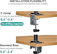 Vista 7 de WALI Bandeja para Portátil con Soporte de Escritorio para Notebook de 17 pulgadas, Brazo para Portátil Totalmente Ajustable hasta 22 libras, Soporte