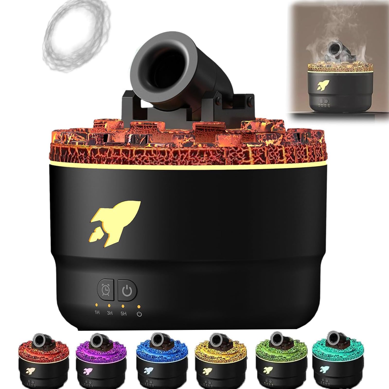 Cannon Blast Aroma Humidifier, Turret Aromatherapy Diffusore Silenzioso, LED per Camera da Letto, Spegnimento Automatico Senz'acqua per Casa, Ufficio (Nero)