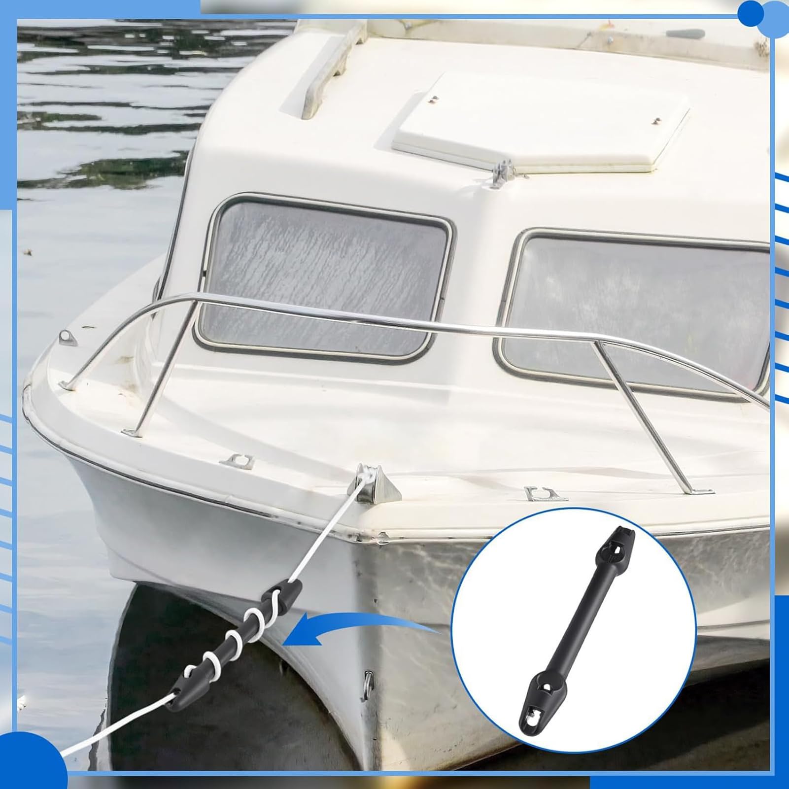 Amortiguador de barco – Amortiguador de amarre para barcos que ahorra espacio | Durabble Boat Moorinng Snubber | Líneas de amarre | Moorinng que absorbe los golpes para amarrar para casa flotante