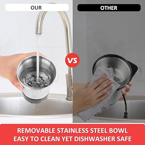 Miniatura 5 de Molinillo eléctrico de granos de café, molinillo de café expreso para uso doméstico con cuenco de acero inoxidable extraíble, capacidad de 12 tazas