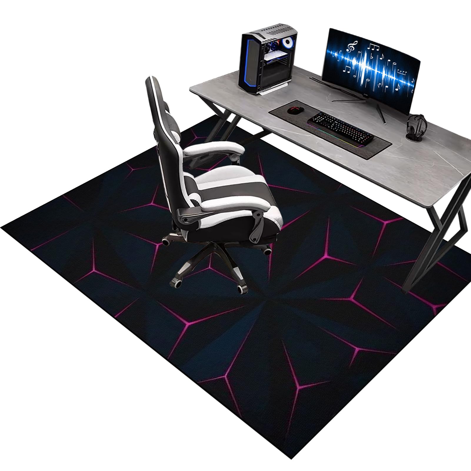 Kqiejuy Colorb9 Gaming Computer Chair Mat For Carpeted Floor, Desk Chair Mat, Office Chair Mat For Hardwood Floors, Floor Mat For Office Chair Carpet Protector, Chair Mat For Laminate, Home Office Rug 80 X 120 Cm