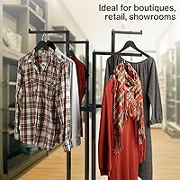 Vista 4 de SSWBasics Estante de exhibición de ropa de 4 vías con brazos rectos (negro)