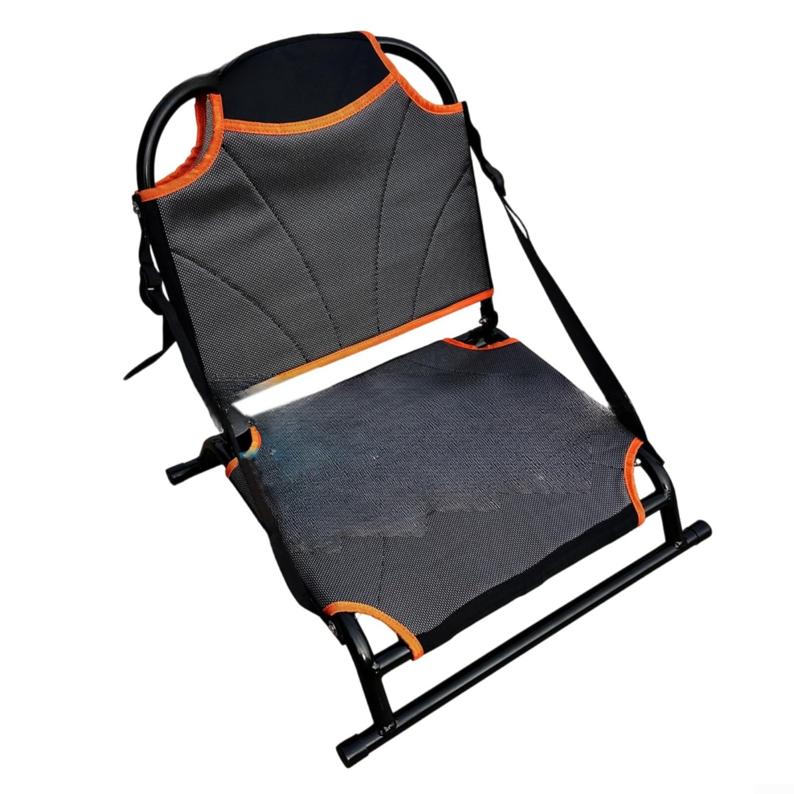 Seggiolino per canoa pieghevole portatile in alluminio con schienale regolabile in tessuto Teslin pieghevole con un clic per barche da pesca SUPs arancione nero