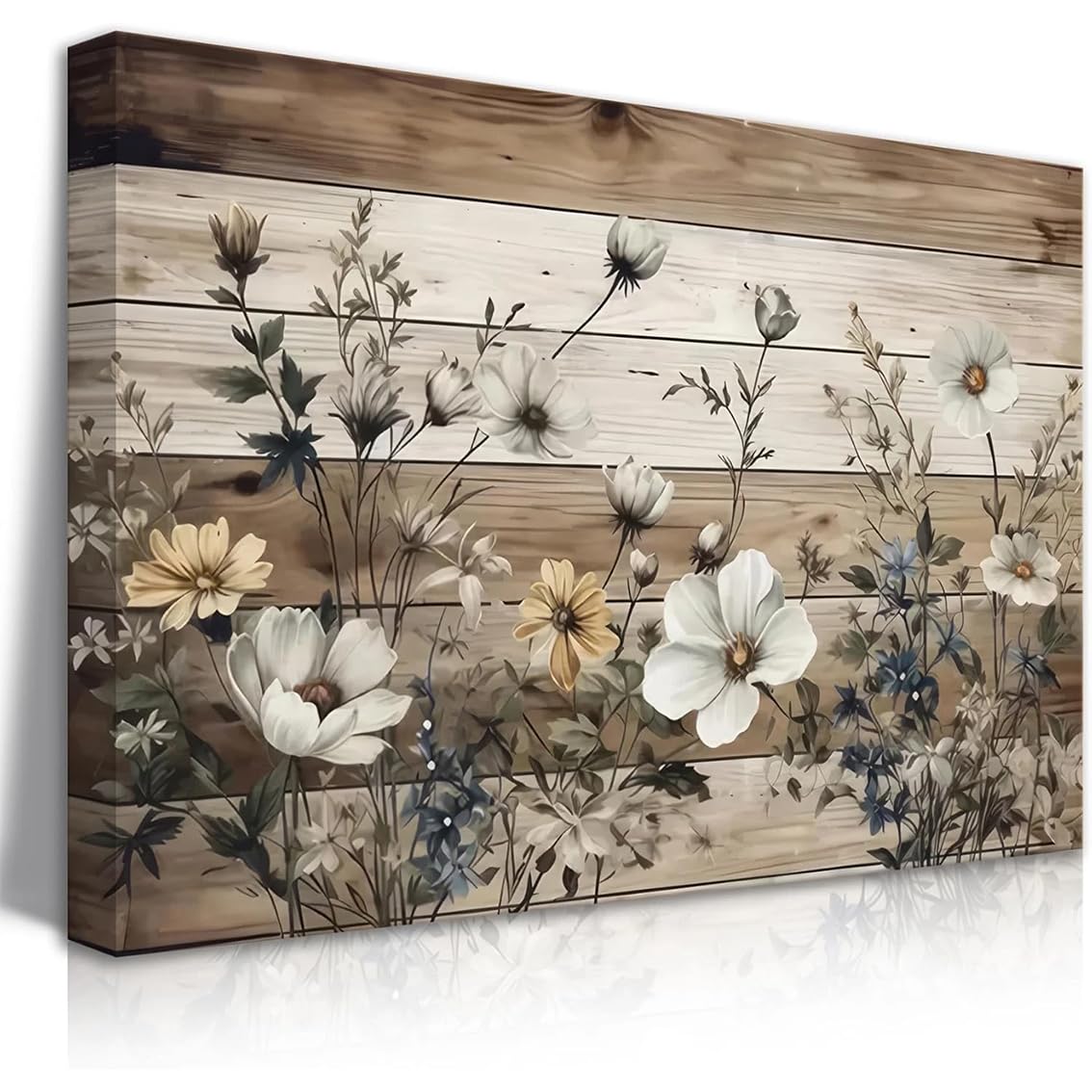 awtrhfc Vintage Floral Wall Art Rustic Flowers Wall Decor Farmhouse Canvas Poster Pictur for Living Room Home Decor(80x120cm(31x47in)/No frame)
