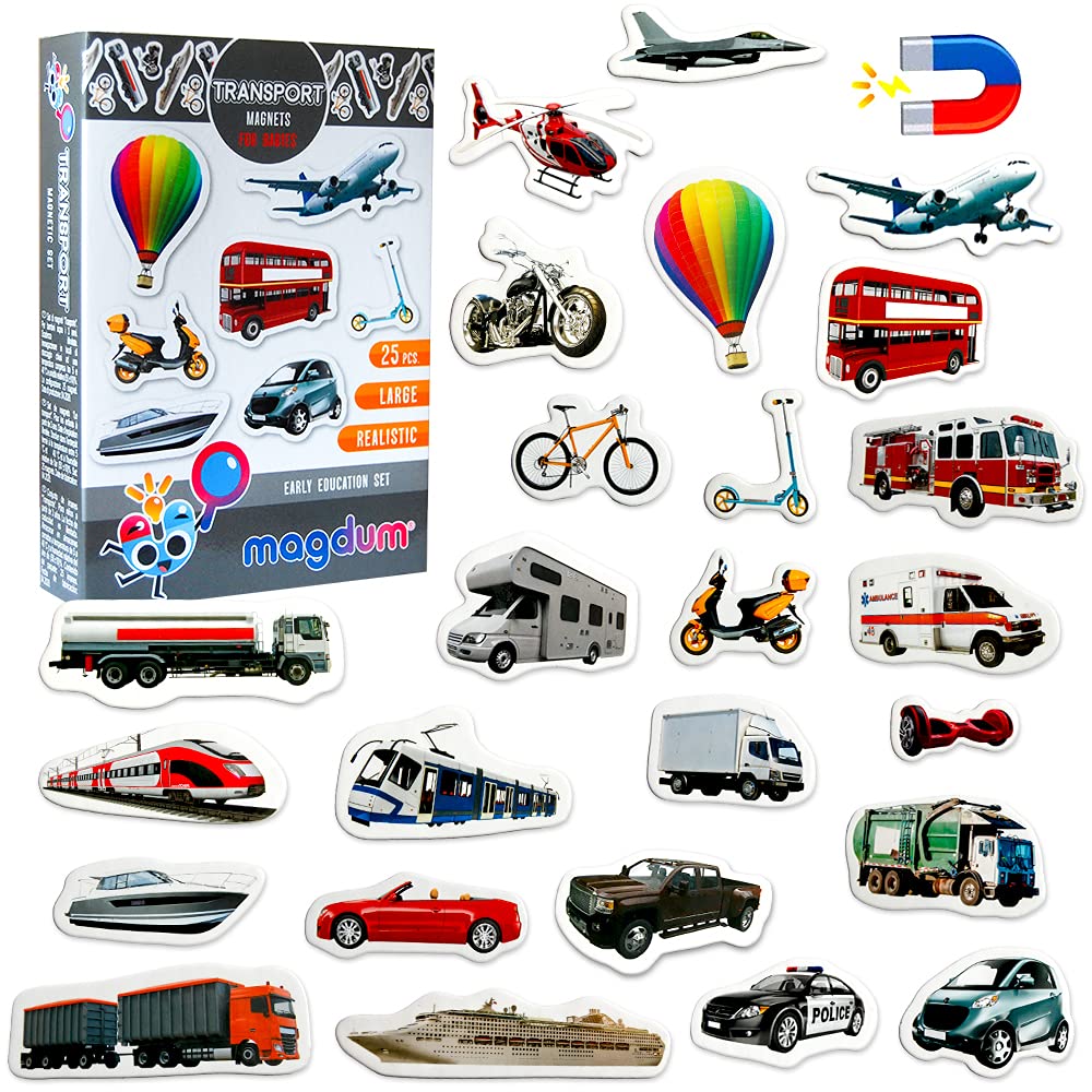 MAGDUM Photo Transport Magnets for Kids -Real Large Fridge Magnets for Toddlers- Magnetic Educational Toys Baby 3 Year Old Baby Learning Magnets for Kids- Kid Magnets Magnetic Theatre