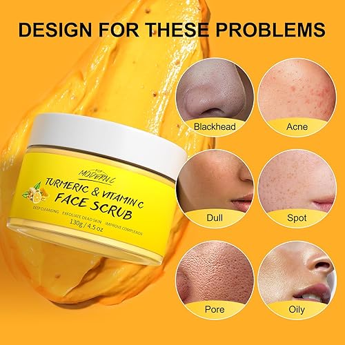 Miniatura 5 de Vitamin C and Turmeric Face Scrub Cream Organics Microdermabrasion Facial Scrub Exfoliating Clears Blackheads Improve Dark Spot Acne with Strawberry