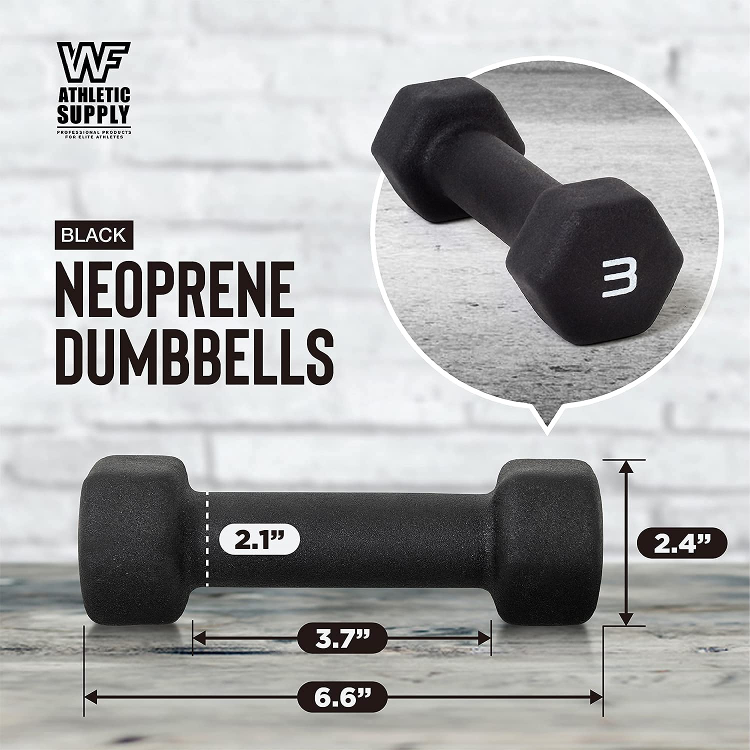 CAPHAUS Black Neoprene Coated Hex Dumbbells, Set of 2 for Home Gym Equipment, Hand Weights Set for Exercise, Workout, Body Building, Weight lost & Strength Training, Size Options Available
