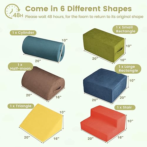 Miniatura 9 de INFANS Juguetes de escalada para niños pequeños, 6 piezas para niños que escalan y gatean con bloque de espuma suave, estructura de actividad con