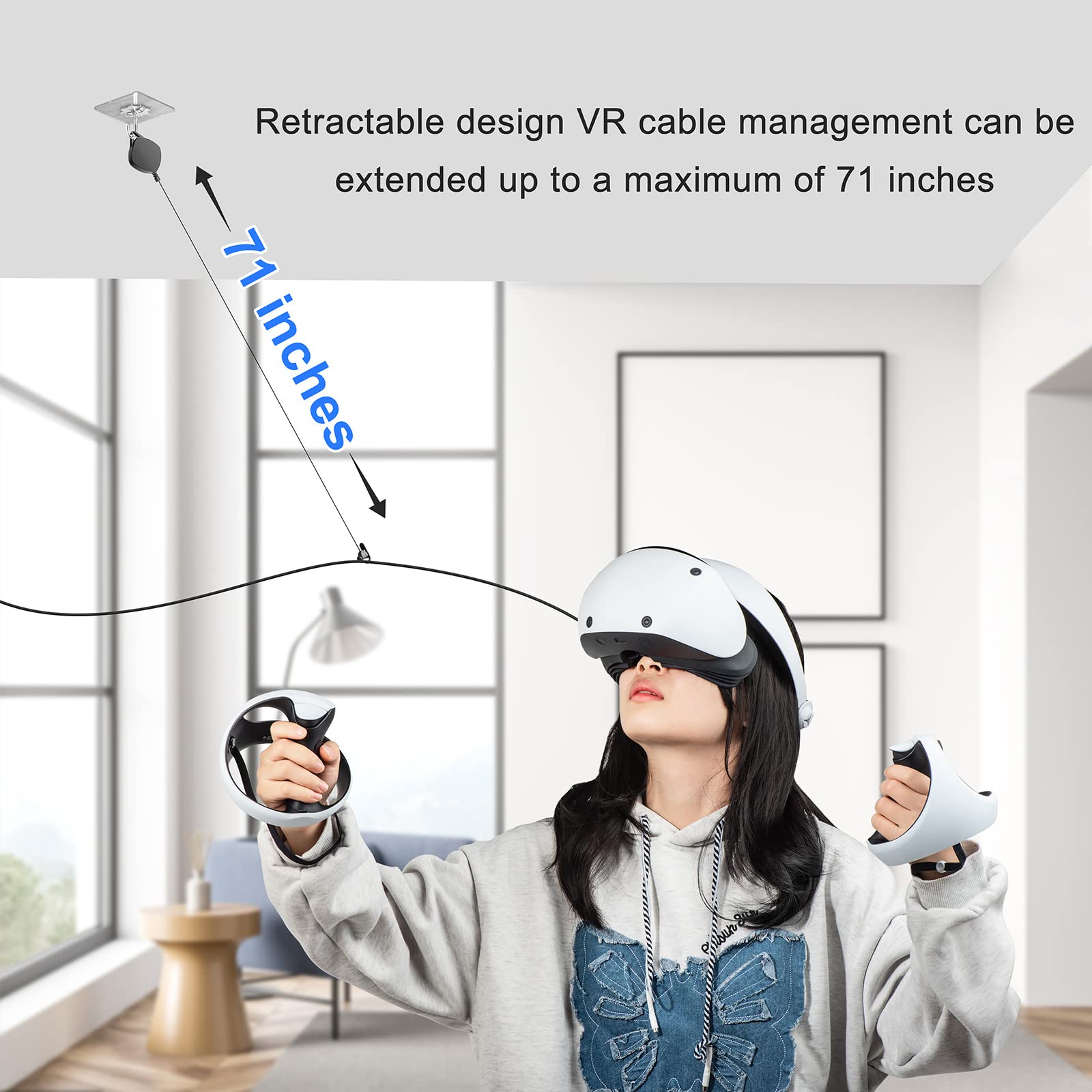 Realtà Virtuale Cuffia Gestione Cavo Retrattile Rotazione Soffitto Puleggia Fissa Accessori Pratici