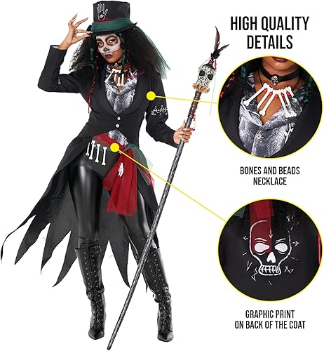 Miniatura 3 de Morph - Disfraz de vudú para mujer - Disfraz de sacerdotisa vudú - Disfraz de doctor vudú para mujer - Disfraces de Halloween para mujer