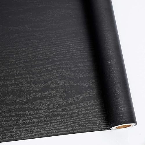 Abyssaly - Papel autoadhesivo decorativo con diseño de madera negra, para superficies y muebles, fácil de limpiar, espeso, con más estomas y menos