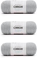 Vista 1 de Caron Simply Soft Feathered Gray Yarn - Paquete de 3 unidades de 170 g/6 oz - Acrílico - 4 medianos (peinado) - 288 metros - Tejido/ganchillo
