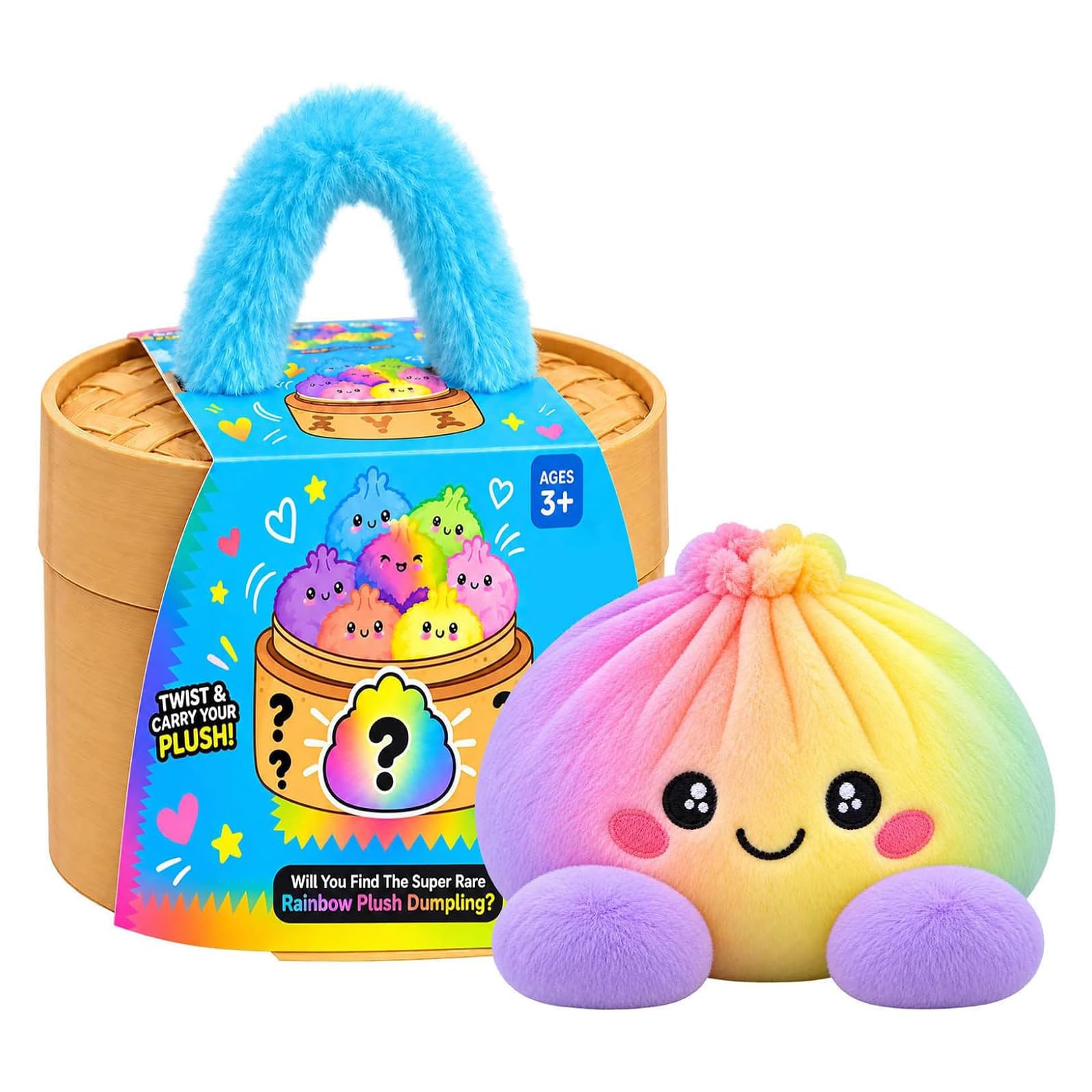 Christmas Plush Dumpling Cushion Cute Stuffed Squishy Bun Stress Relief Pillow with Steamer Gift Box for Adults, Home Office Decor