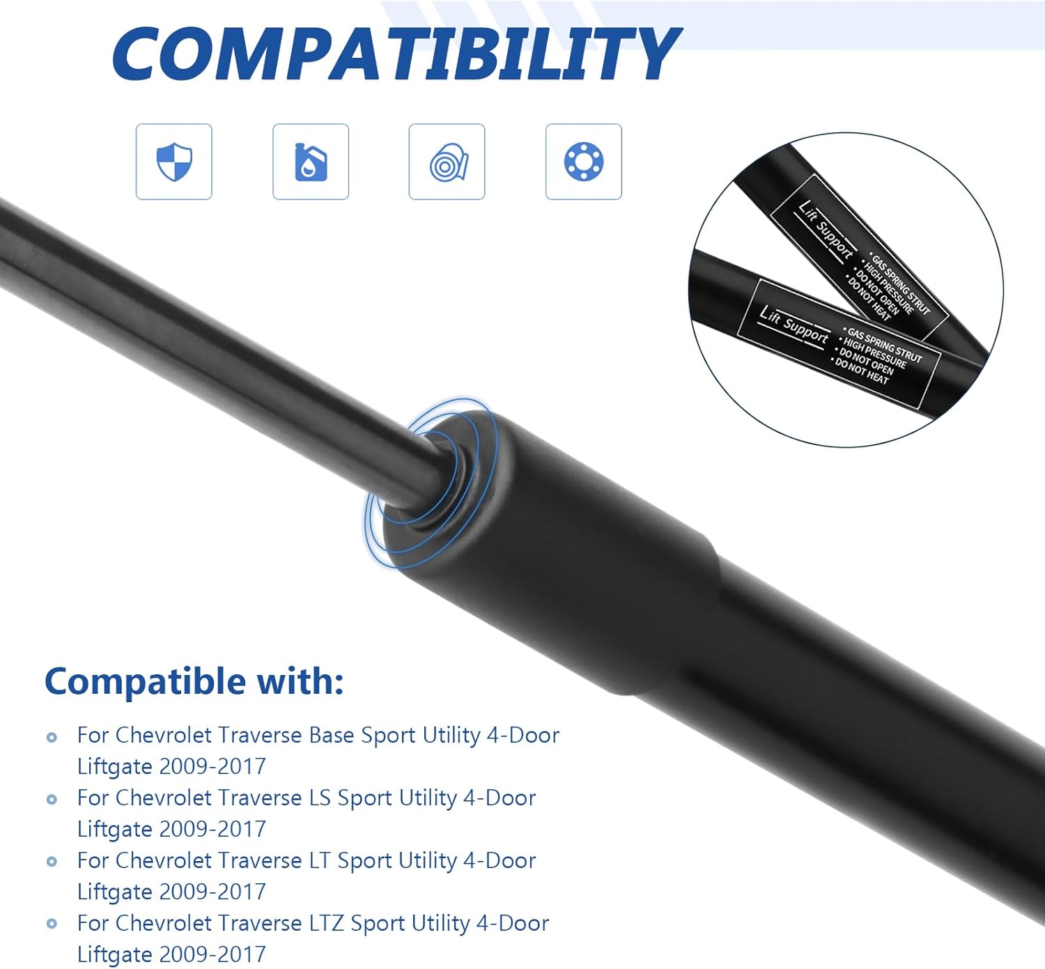 Liftgate Tailgate Rear Lift Supports for Chevrolet Traverse 2009 2010 2011 2012 2013 2014 2015 2016 2017 Shock Struts Springs 6463 20782760 SG230112