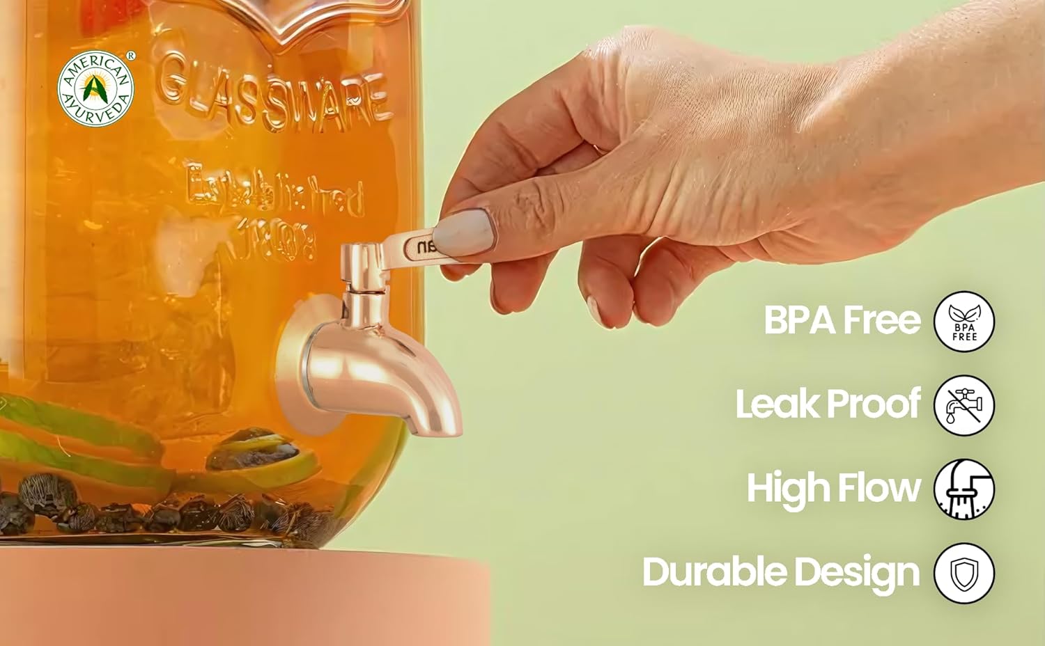 304 Stainless Steel Replacement Faucet Spigot – for Beverage, Water, Juice, Drink Dispensers – Leakproof, No Plastic Parts, Tough & Durable (High Gloss Copper Finish)