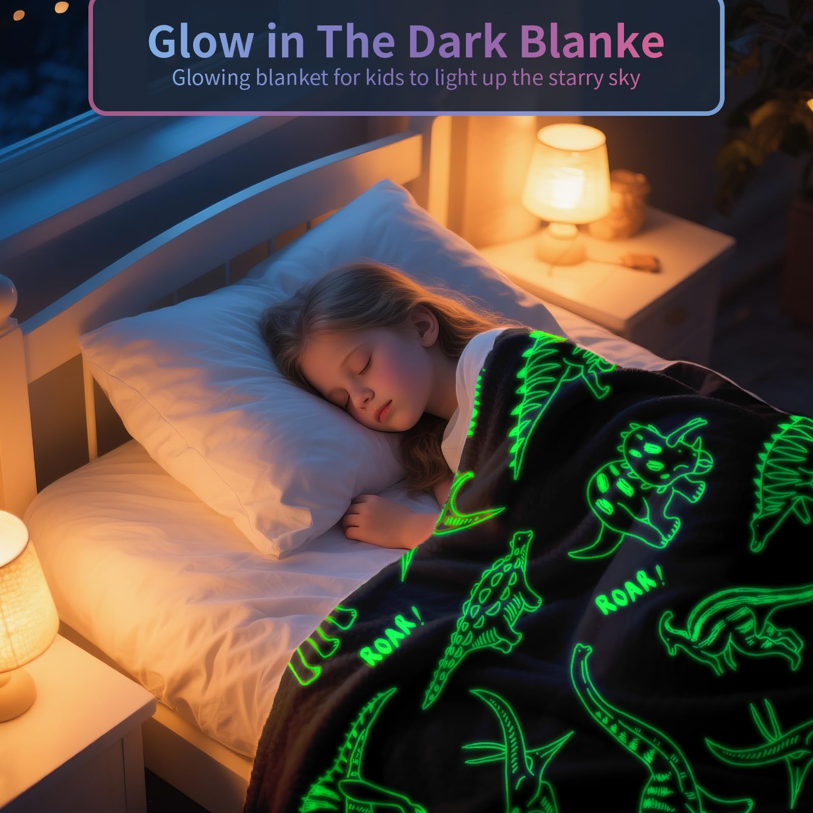 Dinosaur Glow Blanket for Kids - Light Up! -2 Dinosaur Glow Blanket for Kids - Light Up! -2