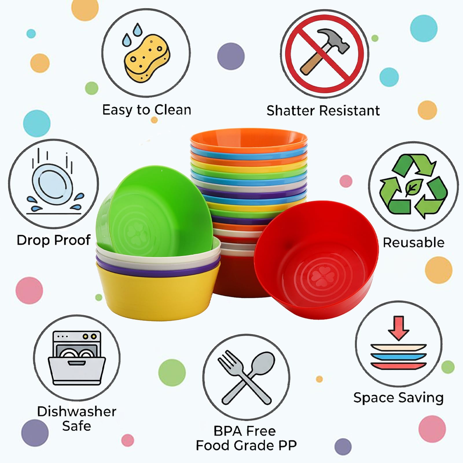 Amazon.co.jp: Frcctre 子供用プラスチックボウル 24個パック 11オンス