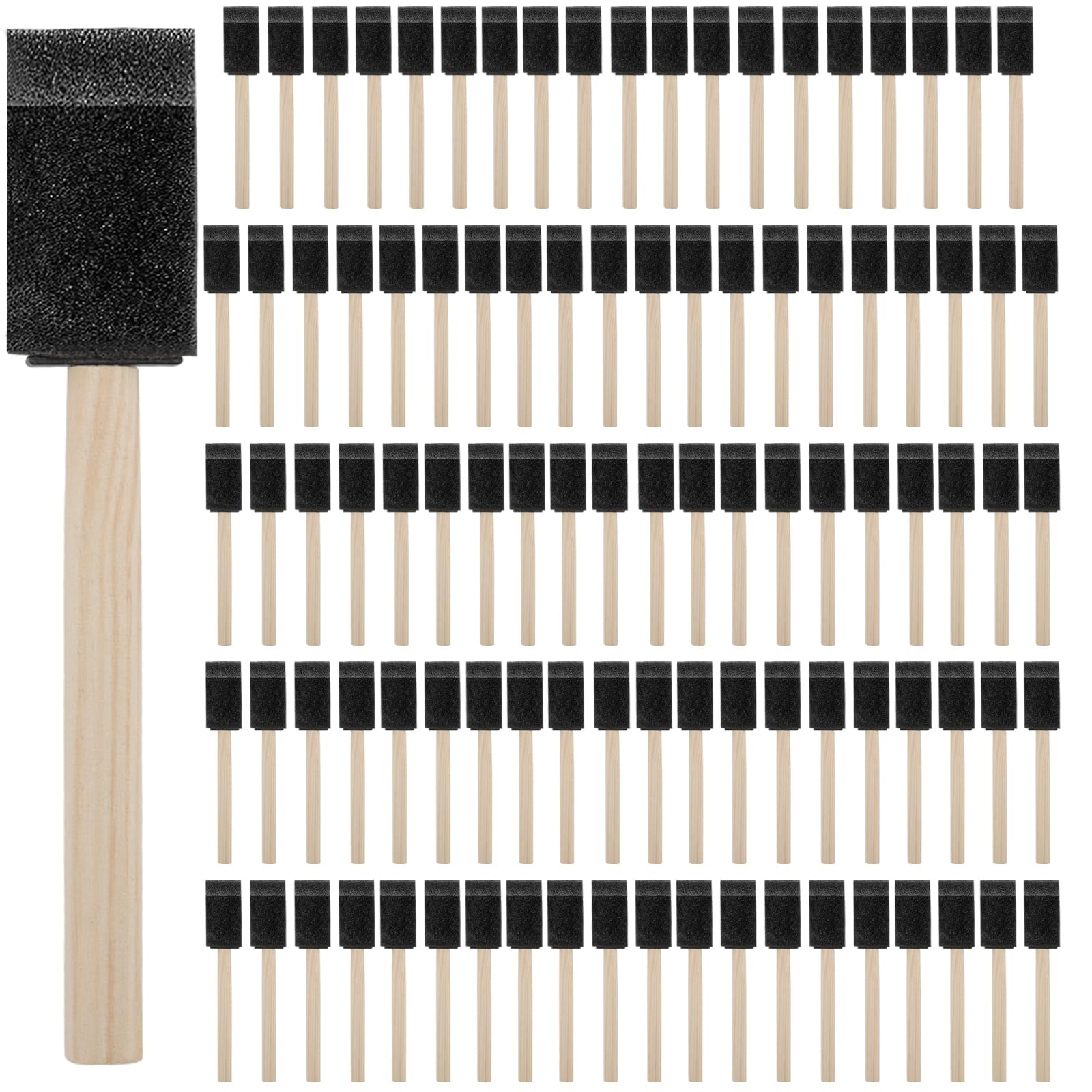 Pinceau mousse éponge manche en bois 2,5 cm pour loisirs créatifs et arts