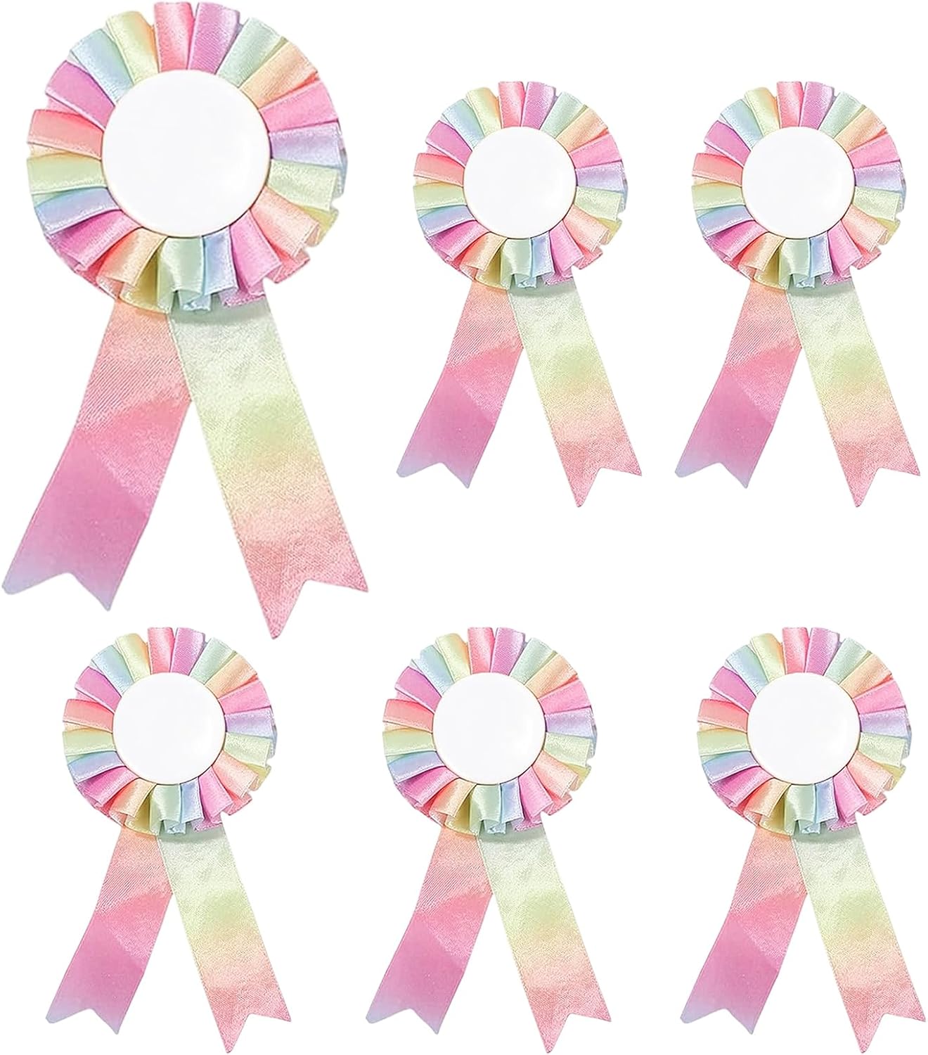 Rossete Ribbon TOPCZY 6 PCS Blank Prize Rosettes Decorations, Rainbow Satin Award ...