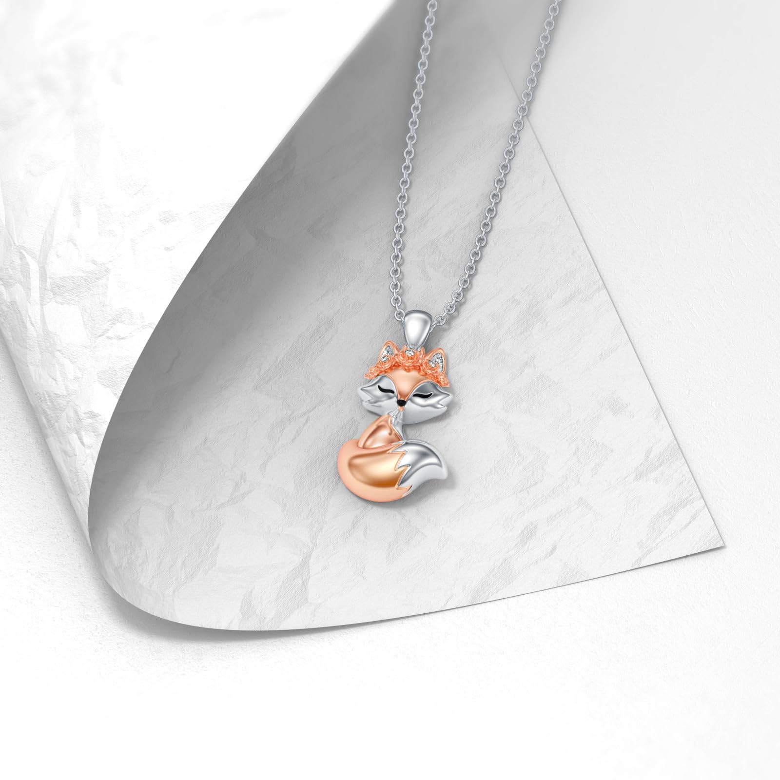 Diamant Fuchs Kette für Damen 925 Sterling Silber Fox Anhänger Halskette mit Lab-Grown Diamant Schmuck Geschenke