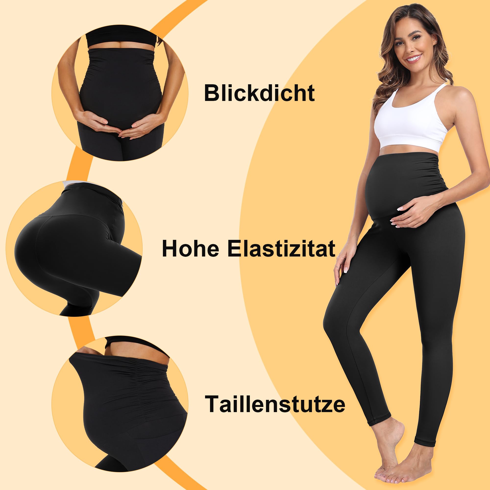 HIPOWER Thermo Schwangerschaftsleggings Damen High Waist Warme Umstandsmode Umstandsleggings Winter Maternity Leggings Für Schwangerschaft Gym Yoga